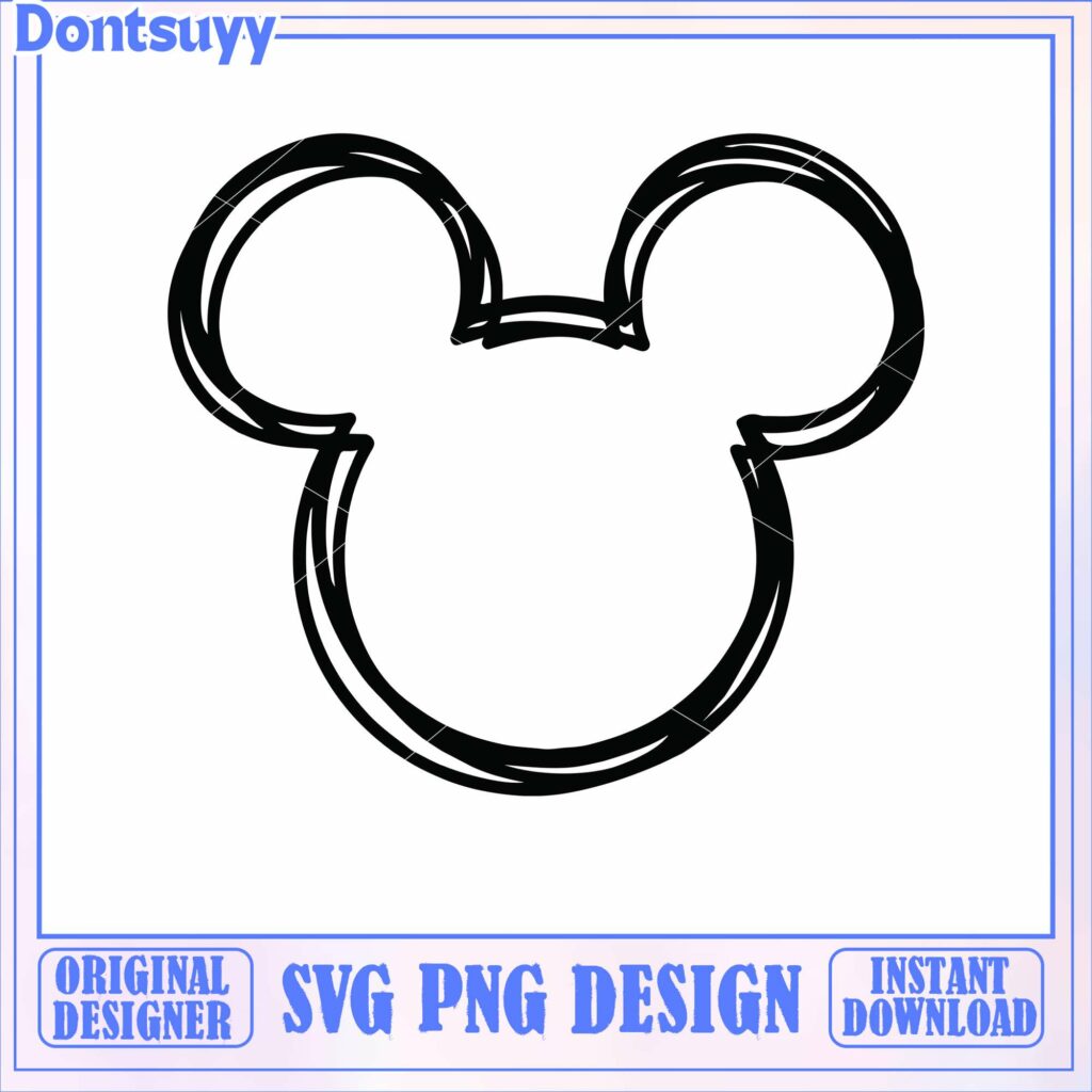 Mickey head outline clipart svg, mickey head outline svg - High-quality ...