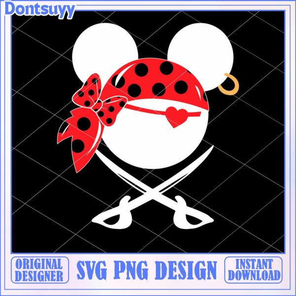 Minnie Mouse Pirate SVG PNG Design, perfect for fun projects