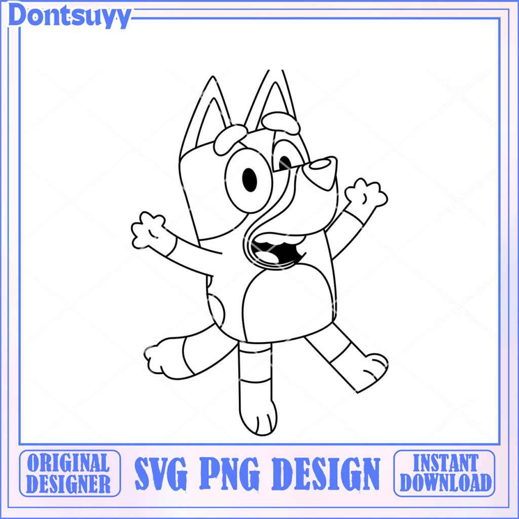 Bluey Happy Dance Coloring Page SVG PNG Download - High-quality SVG and ...
