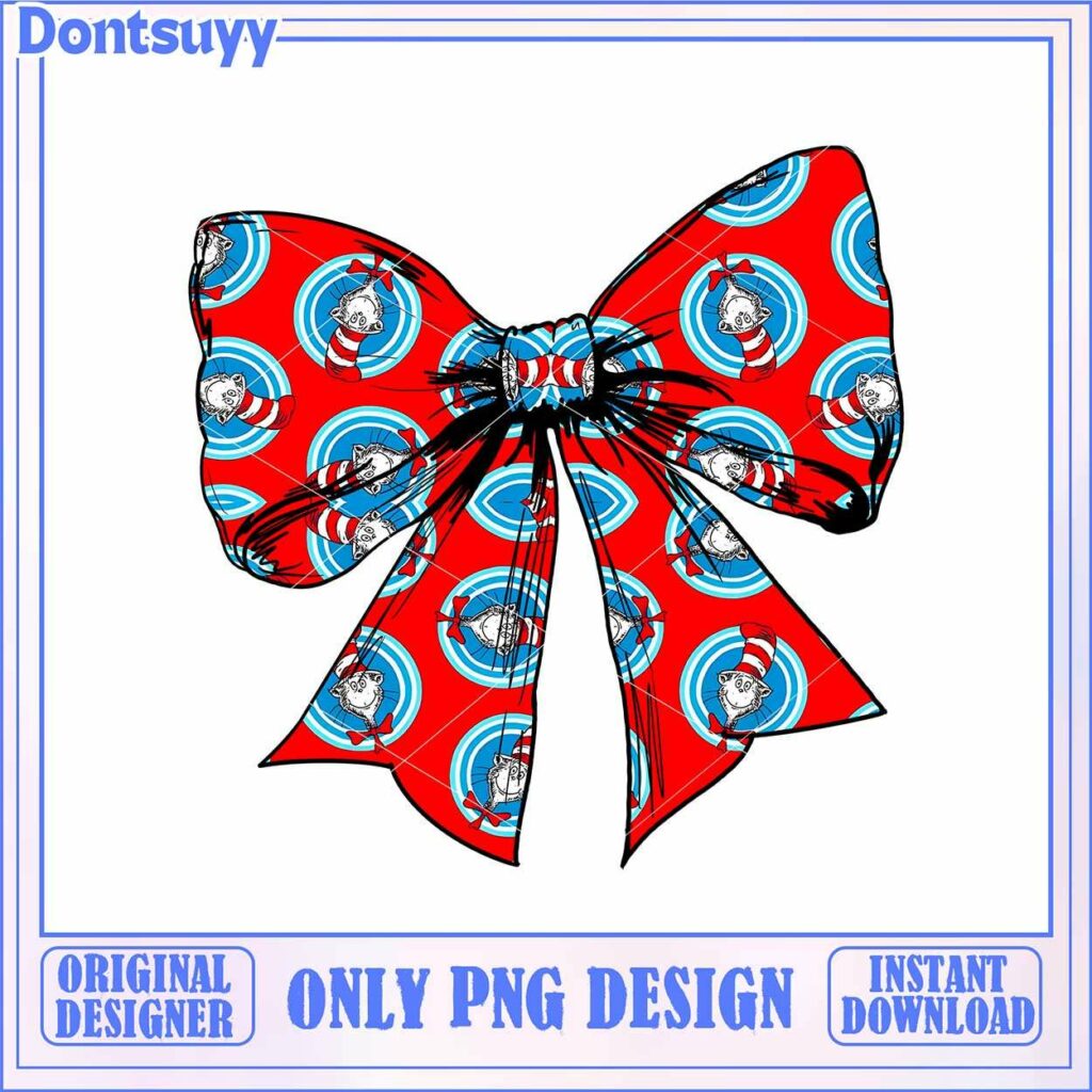 Cat in the Hat Red Bow PNG Design - Instant Download Gift - High ...