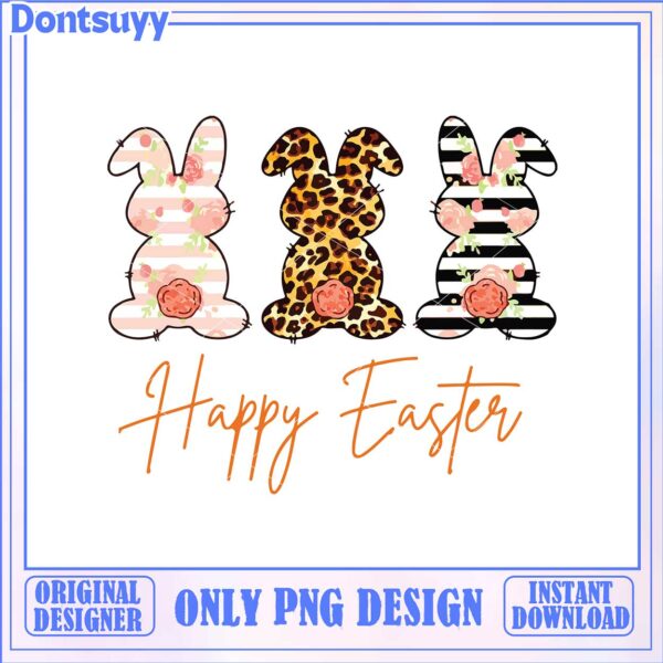 Happy Easter Bunny PNG Design  Cute Floral & Animal Patterns