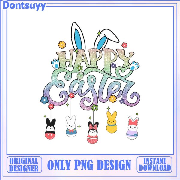 Happy Easter Bunny PNG Design  Festive Digital Download Art