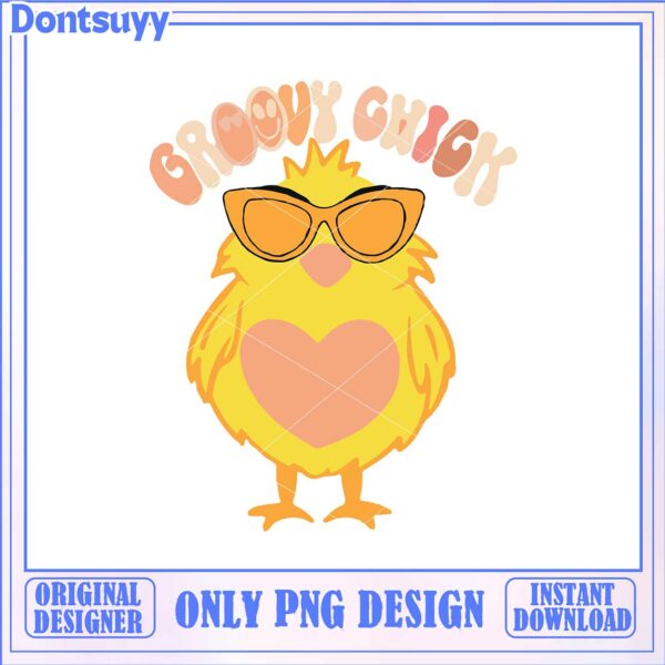Groovy Chick PNG Graphic Design – Cute Yellow Bird Download