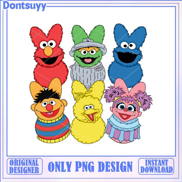 Fun Sesame Street Characters PNG Design for Instant Download
