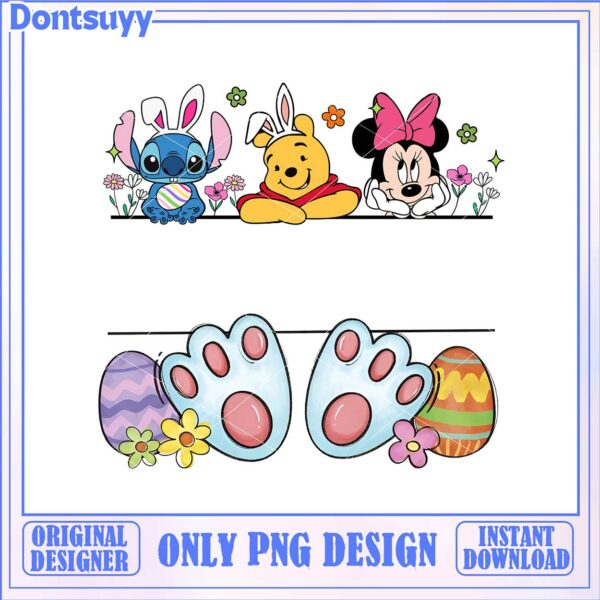 Fun Easter PNG Design with Winnie the Pooh and Friends