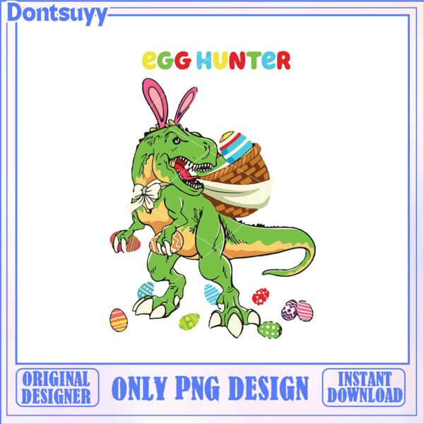 Fun Dino Egg Hunter PNG Design for Easter Celebrations