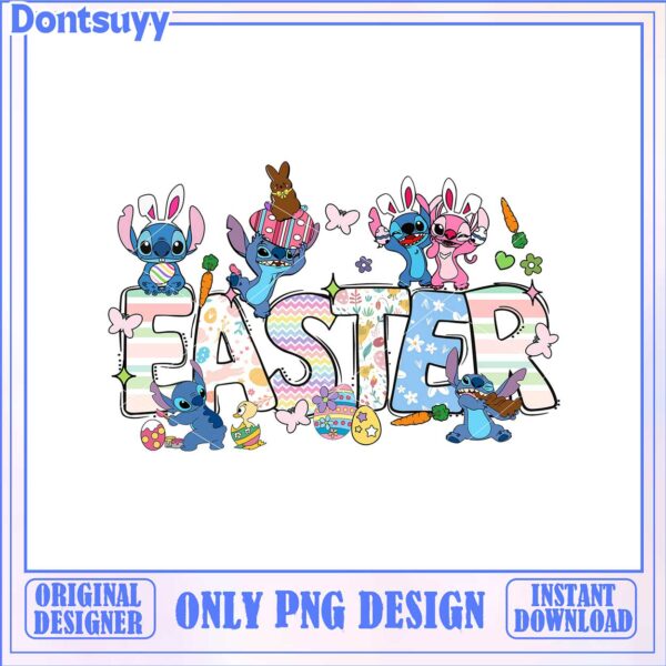 Easter Themed PNG Design with Cute Characters for Instant Download