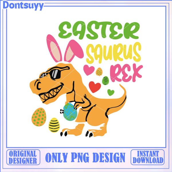 Easter Saurus Rex PNG  Fun Dinosaur Design for Spring Celebrations
