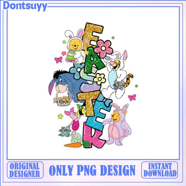 Easter Fun PNG Design with Cartoon Characters – Instant Download