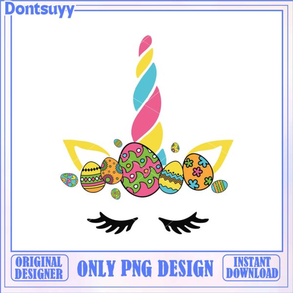 Colorful Unicorn Easter Eggs PNG Design for Instant Download