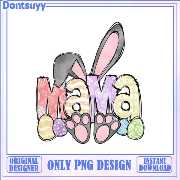 Colorful Mama Bunny PNG Design for Instant Download