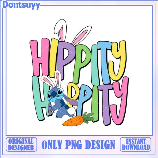 Colorful Hippity Hoppity Bunny PNG – Instant Download Design