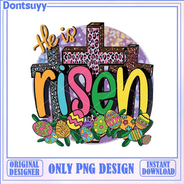 Colorful He is Risen PNG Design for Easter Celebrations