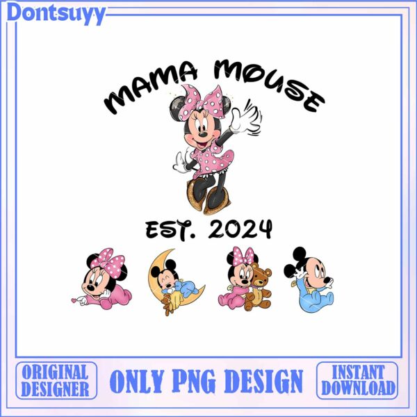 Cute Mama Mouse PNG Design for 2024 Instant Download Art