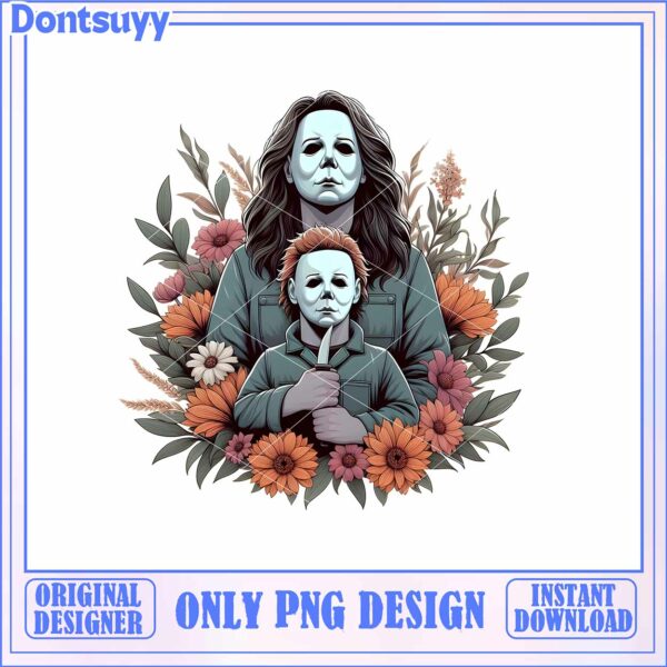 Creative Floral Michael Myers Art PNG Design for Download