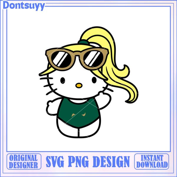 Cute Hello Kitty SVG Design with Sunglasses and Swimsuit Download