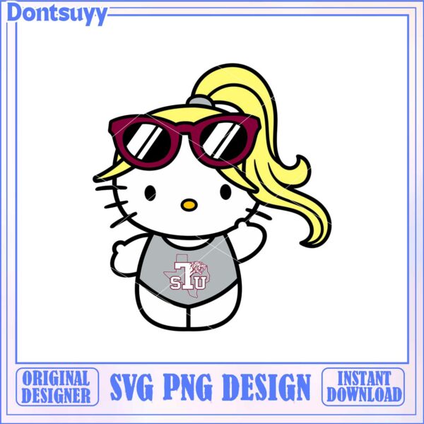 Cute Hello Kitty SVG Design with Sunglasses and Ponytail Style