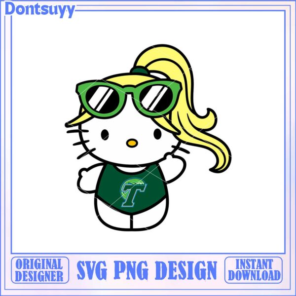 Cute Hello Kitty SVG Design with Sunglasses and Green Shirt