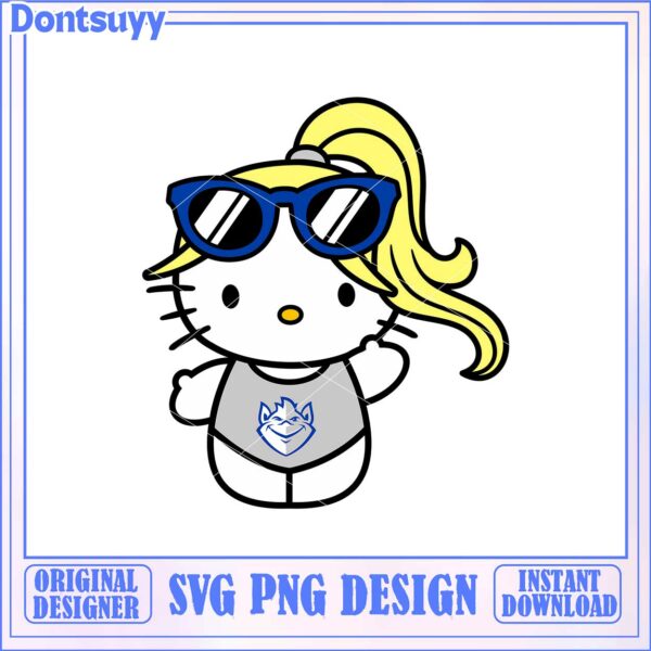 Cute Hello Kitty SVG Design with Sunglasses and Blonde Hair