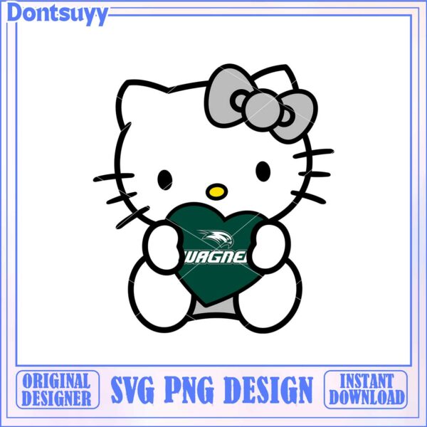 Cute Hello Kitty SVG Design with Heart for Instant Download