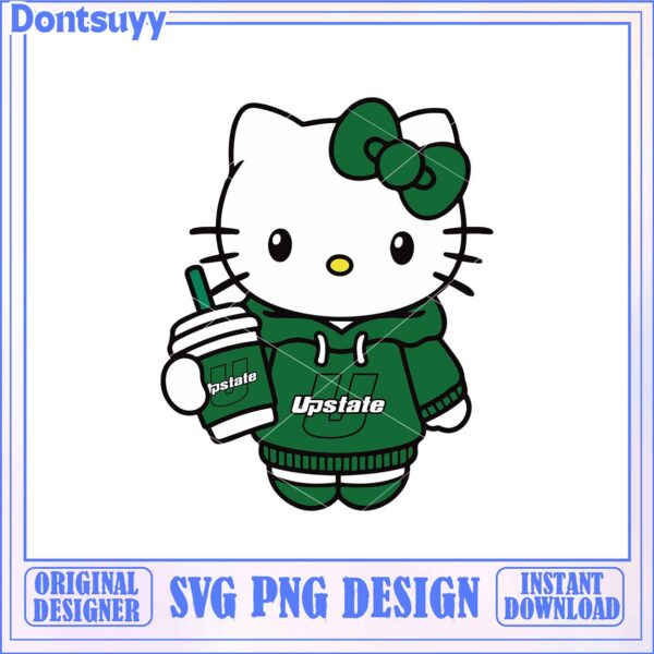 Cute Hello Kitty SVG Design with Green Hoodie and Drink Download