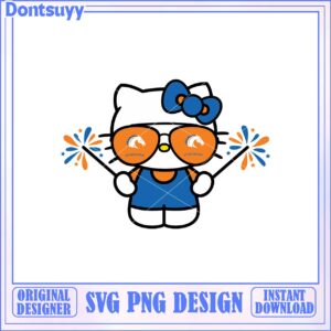 Cute Hello Kitty SVG Design with Glasses and Celebration Theme