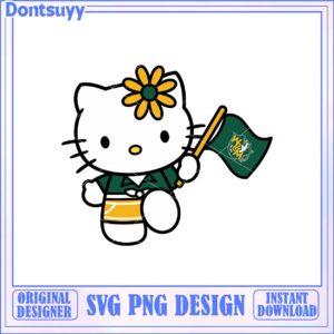 Cute Hello Kitty SVG Design with Flower and Flag Graphics