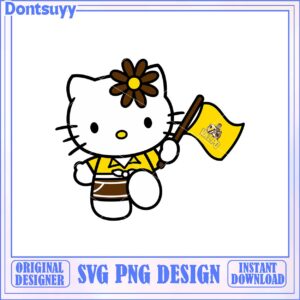 Cute Hello Kitty SVG Design with Flag for Instant Download