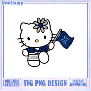 Cute Hello Kitty SVG Design with Flag and Flower Download