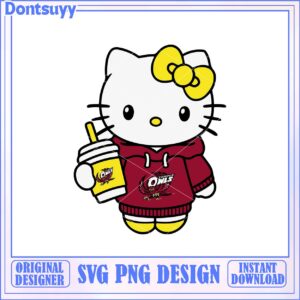 Cute Hello Kitty SVG Design with Drink and Hoodie Graphic