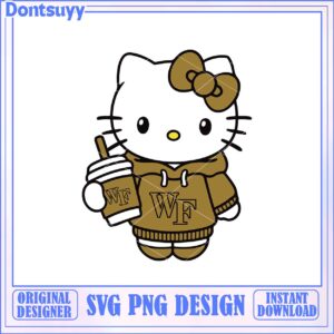 Cute Hello Kitty SVG Design with Drink Fashionable Bow Hoodie