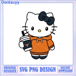 Cute Hello Kitty SVG Design with Coffee Drink and Hoodie