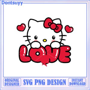 Cute Hello Kitty Love Graphic Design for SVG Downloadable Art