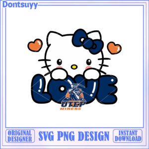 Cute Hello Kitty Love Design for UTEP Miners SVG File Download
