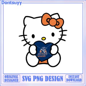 Cute Hello Kitty Holding UTEP Heart SVG Instant Download Design