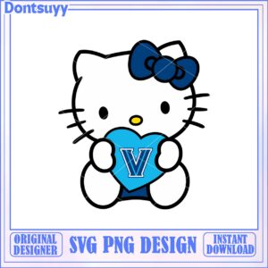 Cute Hello Kitty Holding Blue Heart SVG Downloadable Design