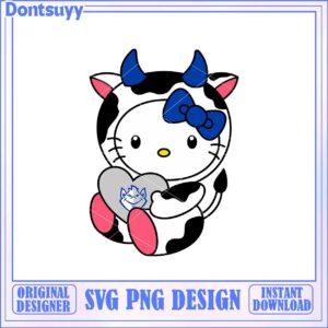 Cute Hello Kitty Cow Holding Heart SVG Digital Download Design