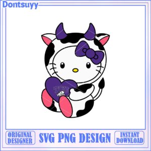 Cute Hello Kitty Cow Character SVG Design for TCU Fans