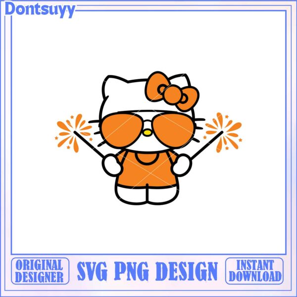 Cute Hello Kitty Character with Orange Outfit SVG Download Design
