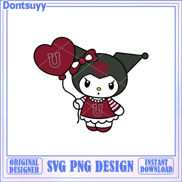 Cute Hello Kitty Character SVG Design with Heart Balloon Download