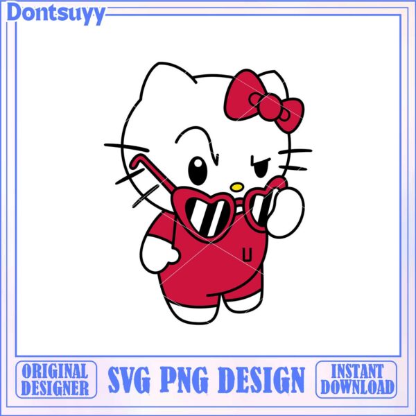 Cute Hello Kitty Character in Sunglasses SVG File Download