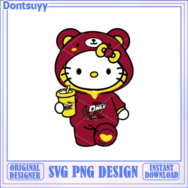Cute Hello Kitty Character in Owl Hoodie SVG Digital Artwork