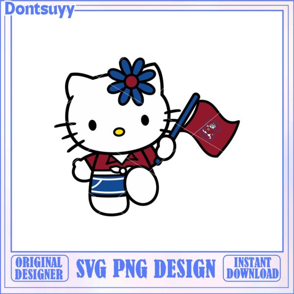 Cute Hello Kitty Character Holding Flag SVG Digital Design Download