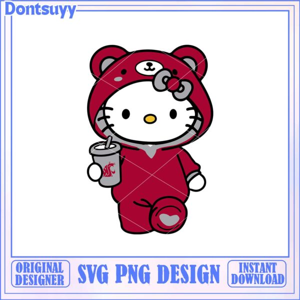 Cute Hello Kitty Bear Pajama SVG Graphic for Instant Download