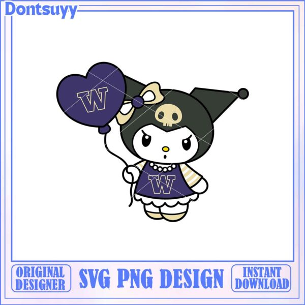 Cute Halloween Hello Kitty SVG Design with Balloon and Skull