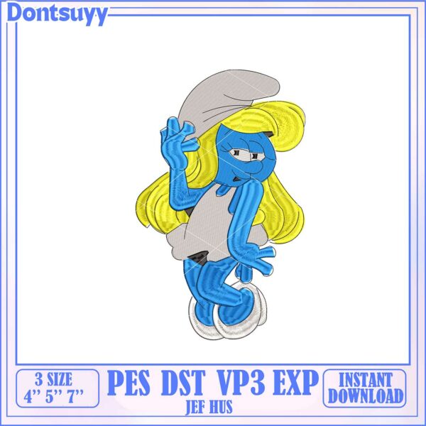 Smurfette Embroidery Design Instant Download in Three Sizes