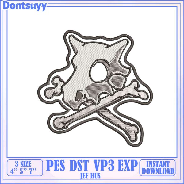 Skull and Crossbones Embroidery Design Instant Download PES JEF