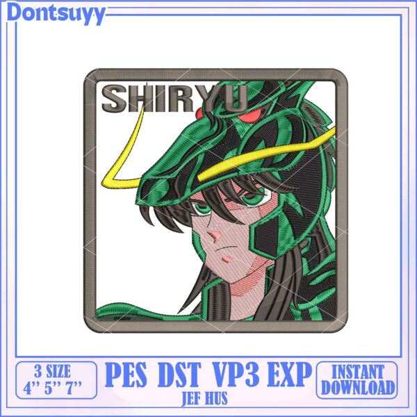 Shiryu Embroidery Design Instant Download for Sewing Machines