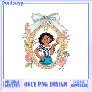 Colorful PNG Artwork of Girl in Floral Frame for Instant Download