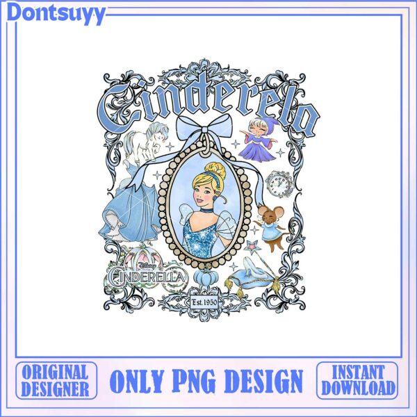 Cinderella Themed PNG Artwork Vintage Fairy Tale Instant Download Design